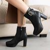 Women's High Heeled Short Boots, Fashionable and Versatile Waterproof Platform, Thick Heeled Large Size Short Boots