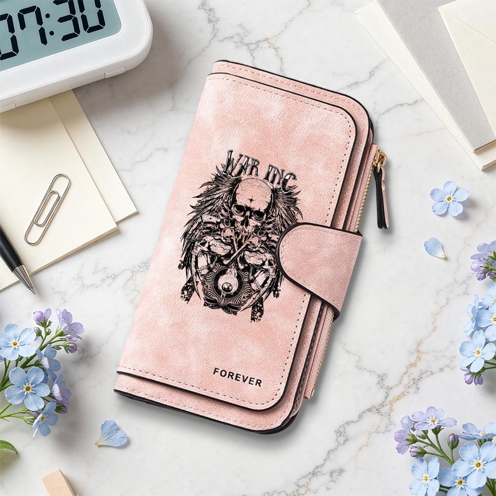Vintage Skull Pattern Long Wallet Durable Fashion Card Holder Purse