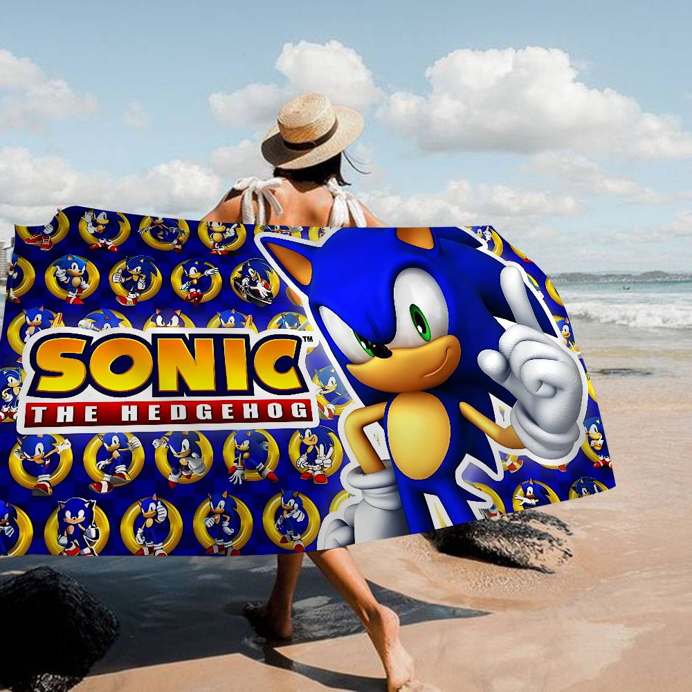 Popular S-SonicS Anime Movie Beach Towel Colorful Bath Towels for Girl Microfiber Quick Dry Custom Sand Free Beach Yoga Spa