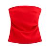 Spring New Fashion Style Sweet All-Matching Sexy off-the-Shoulder Ruched Decoration Tube Top Tops 3067089