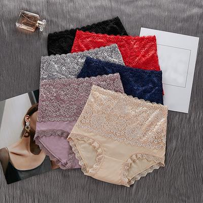 Кружевные трусики с высокой талией, женские бесшовные трусы для похудения с контролем живота, сексуальные трусы больших размеров, формирующее белье, хлопковые трусики для здоровья