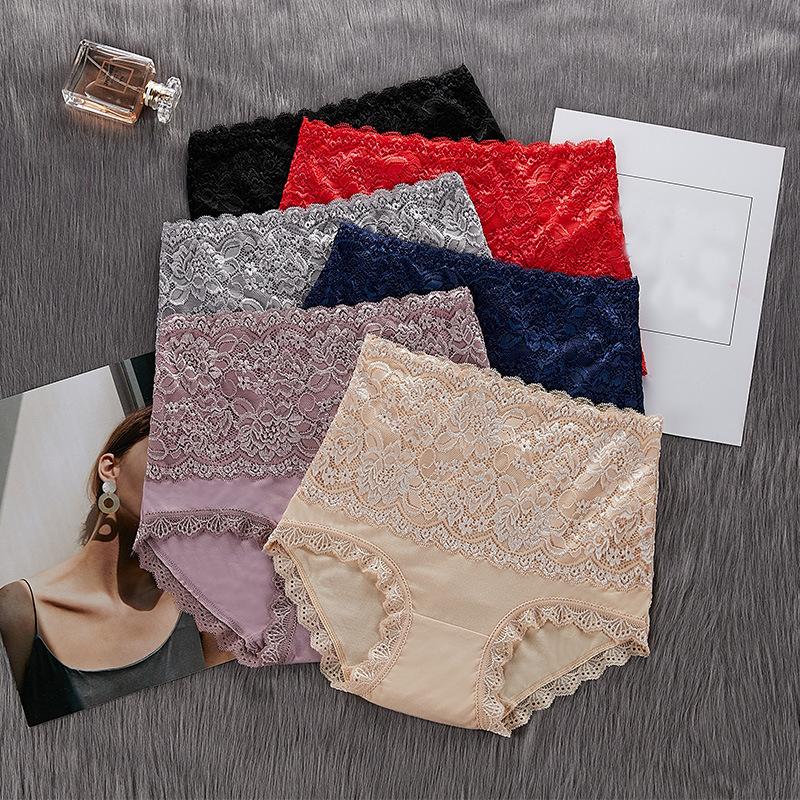 High Waist Lace Panties Women Seamless Slimming Tummy Control Briefs Sexy Plus Size Shapers Lingerie Cotton Health Knickers