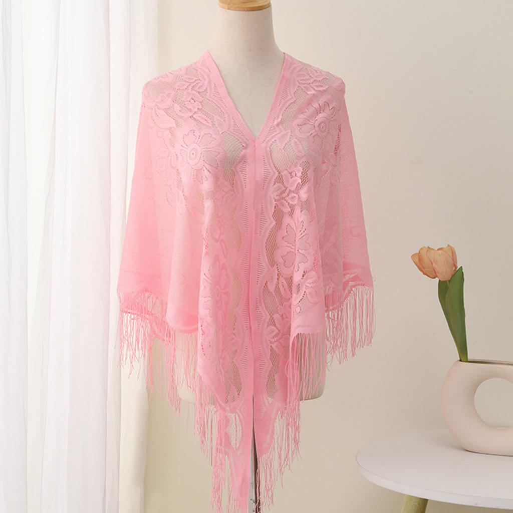 Элегантная шаль с кружевной бахромой, дышащий ажурный дизайн, накидка на плечи, идеально подходит для весны и активного отдыха, мода