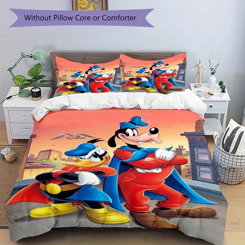 3pcs Goofy & Donald Duck Superhero Cape Quilt Set - Soft and Comfortable Bedroom, Guest Room and Dorm Decor Bedding Set 1 Quilt Cover + 2 Pillowc