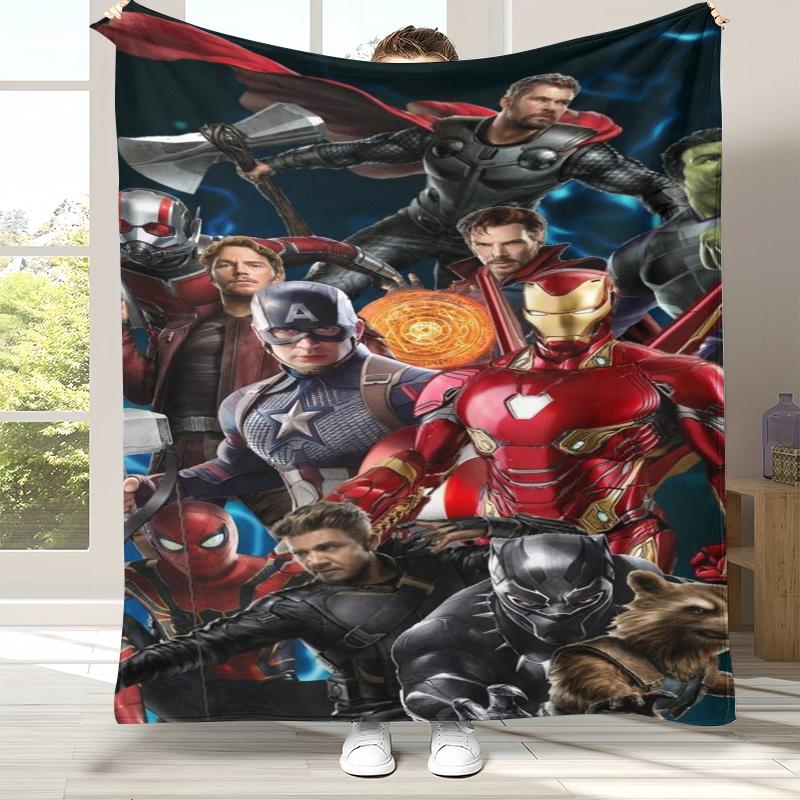 Мультяшное фланелевое одеяло Мстители Человек-паук от Marvel, Ультрамягкое теплое плюшевое покрывало для дома, спальни, кровати, дивана, офиса, пикника