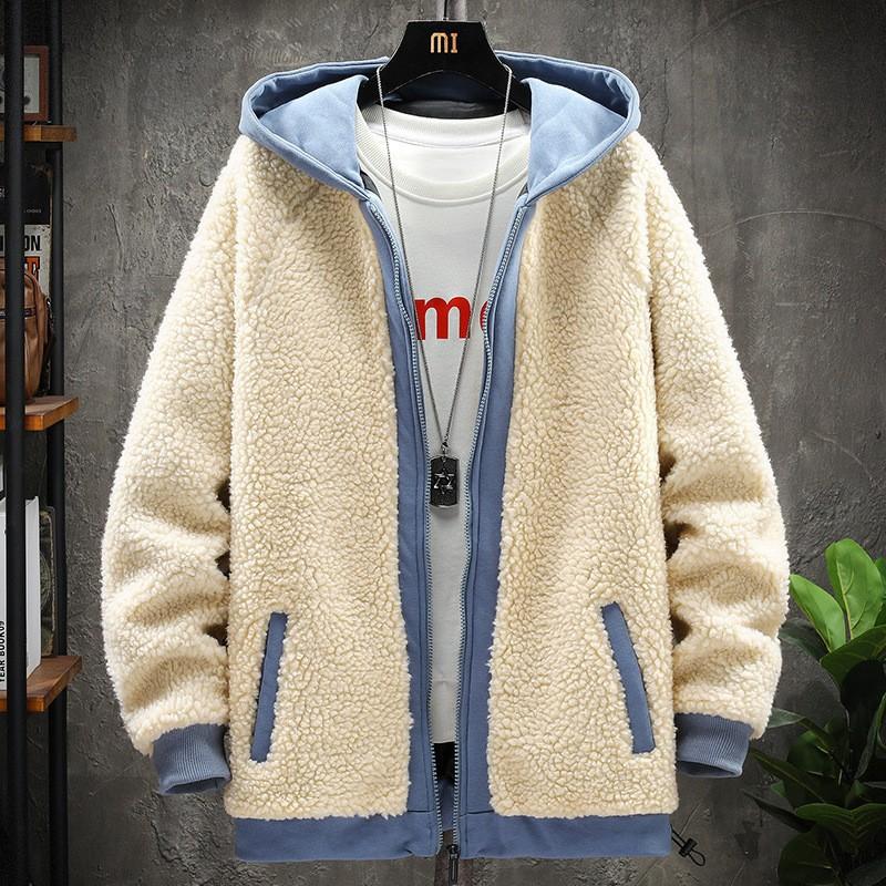 Открытое повседневное теплое хлопковое пальто Мужская бархатная корейская версия Модная зимняя крутая куртка