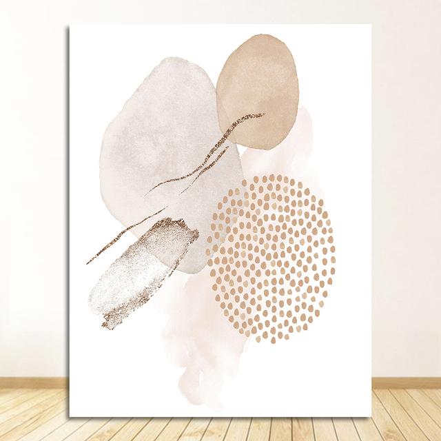 Цветная геометрическая картина на холсте, печать плакатов, настенная художественная картина для спальни, гостиной, домашнего декора, модный современный абстрактный розовый, бежевый