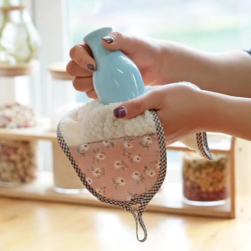 Коралловое бархатное полотенце для рук, впитывающее полотенце, утолщенное кухонное полотенце, тряпка для уборки, полотенца для мытья посуды, бытовая химия