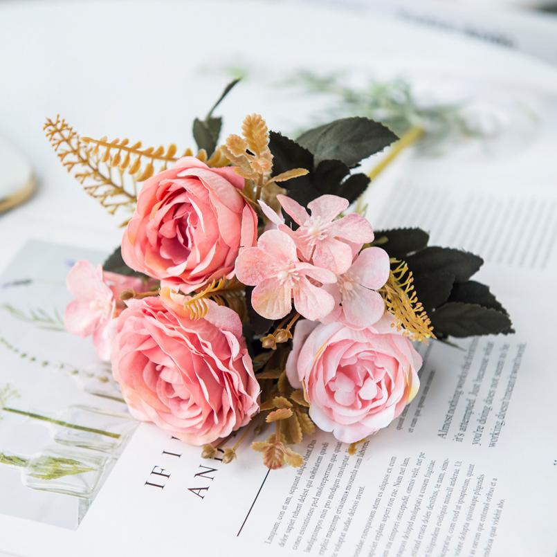 Искусственные цветы Шелковые розы Букет невесты Домашний декор Осенние свадебные аксессуары Распродажа Садовые искусственные пионы Гортензии Искусство Стена