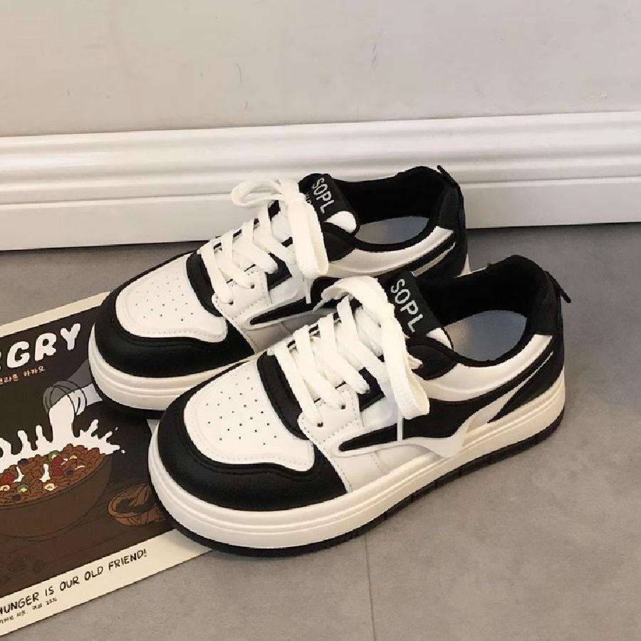 Весна и осень 2024 года, новая корейская версия, белые туфли на платформе, женские, с круглым носком, на шнуровке, повседневные студенческие спортивные туфли для сноуборда