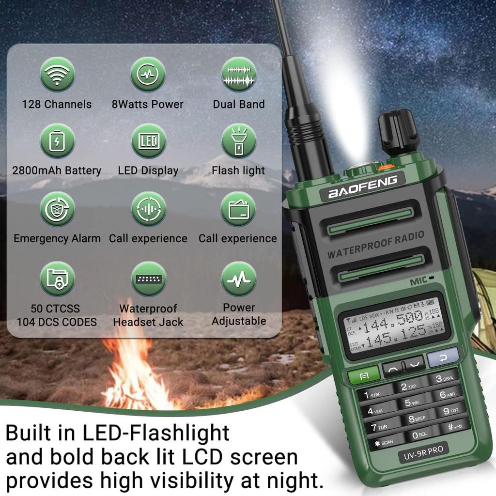 Baofeng UV 9R Pro V2 IP68 Водонепроницаемая Рация Трехмощная Зарядка Type-C Двухдиапазонная Любительская CB Радиостанция Двусторонняя Радиостанция UV 9R Plus