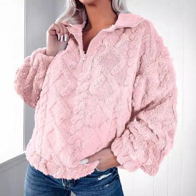 Осенне-зимние пальто, простые однотонные куртки на молнии до половины длины, воротник-стойка, свободные плюшевые толстовки с капюшоном, пуловеры и длинные рукава для женщин