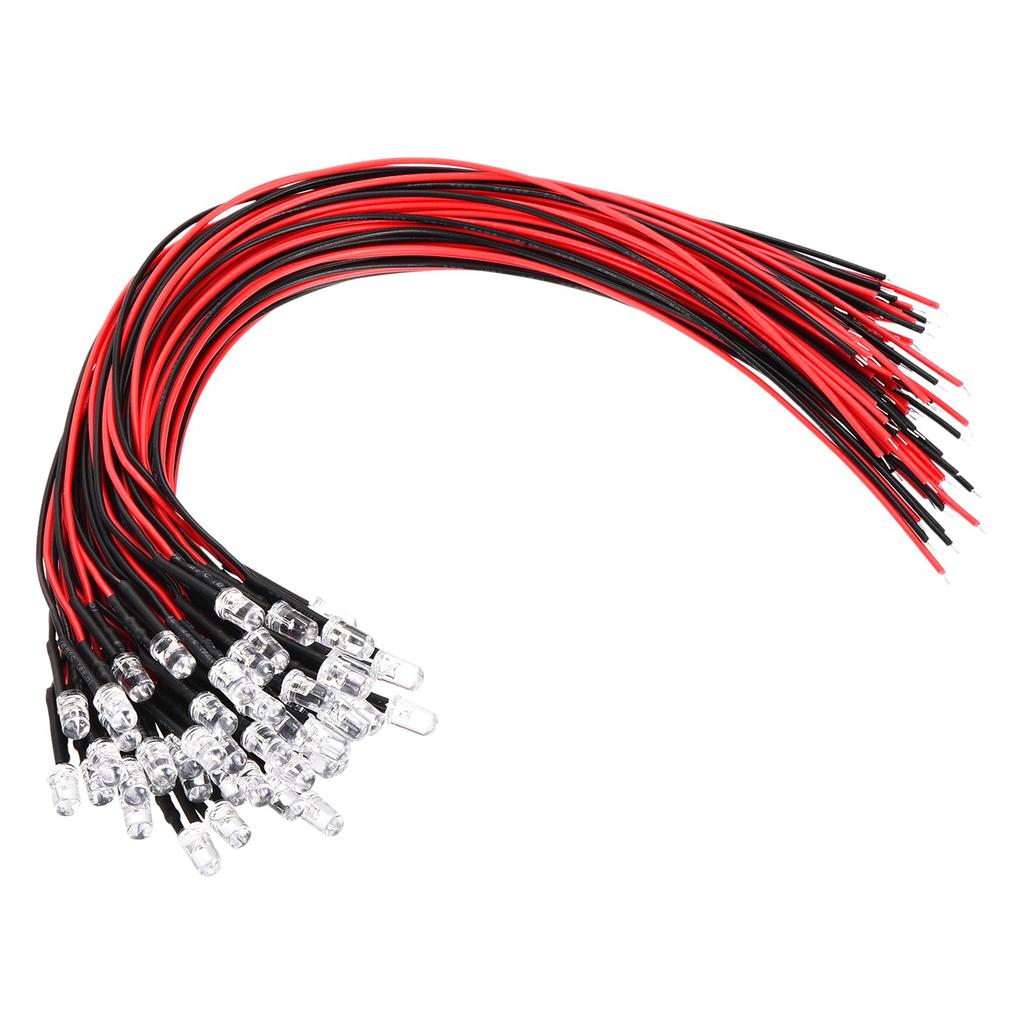 PATIKIL Light Emitting Diode 5mm LED Diode Light with Wiring 50pcs 3-6V Bullet Shape