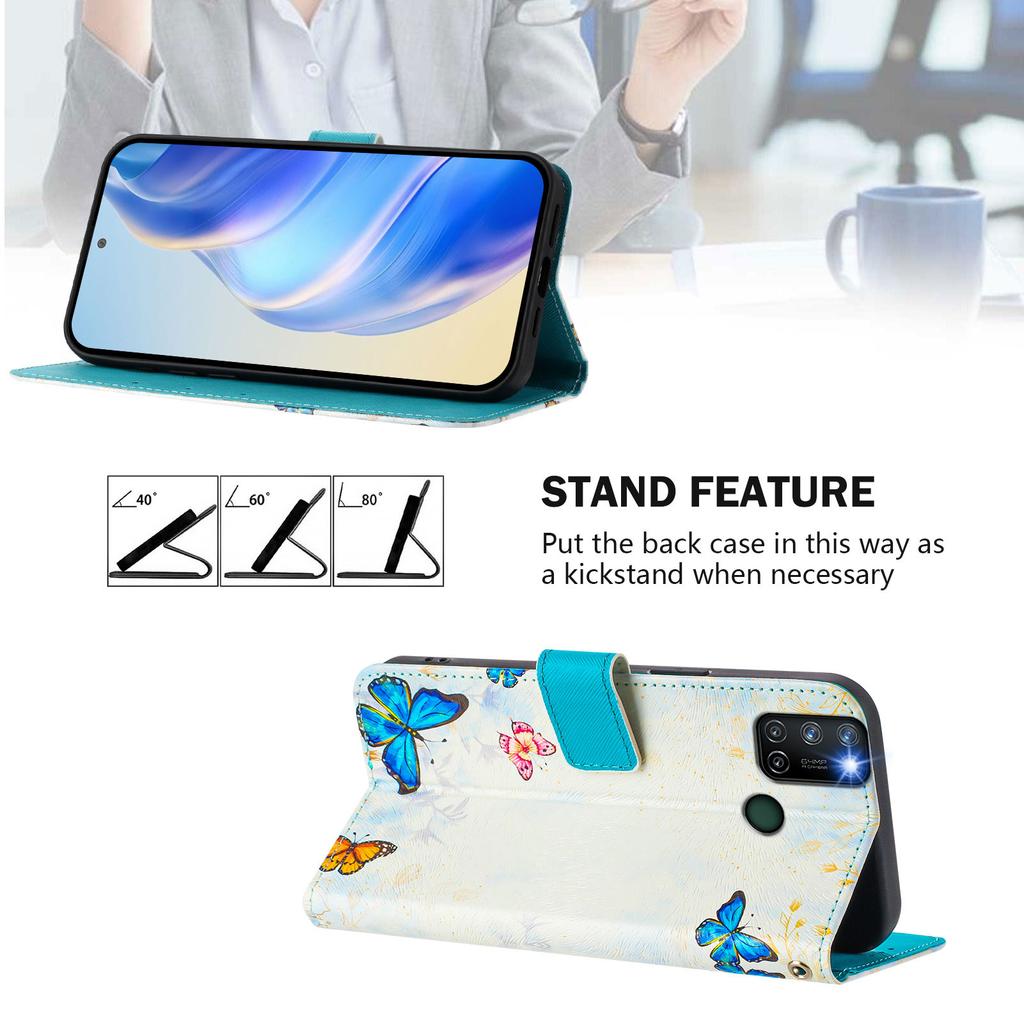 Роскошный окрашенный кожаный чехол-книжка The Butterfly Family для Oppo A72/A52/A92 4G, A36 4G, Reno 8/9, Realme 8/9/10/11/12...