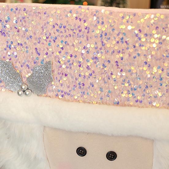 Рождественский чехол на стул Санта-Клауса, снеговика, оленя, чехол на спинку стула, розовый чехол с блестками для столовой, кухни, отеля, декор для вечеринки