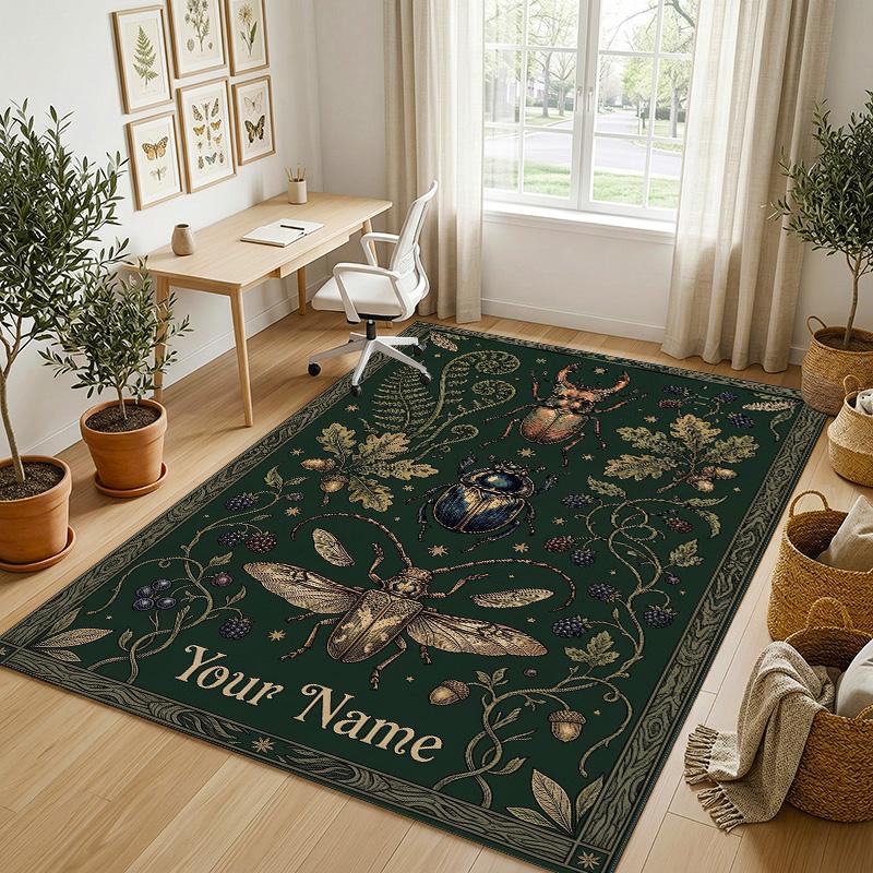 Native Art Theme Soft Crystal Velvet Rug Custom Name & Text Print Non Slip Floor Rug for Bedroom Living Room