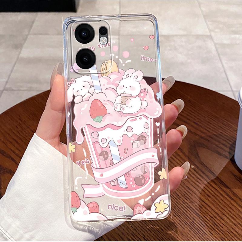 For Oppo Reno13 F FS 5G 13F 4G Phone Case Luxury Cute Rabbit Cartoon Girly Pattern Bumper Clear Soft Siliocne Coque For Reno 13F