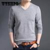 Свитер мужской, тонкий, однотонный, с V-образным вырезом, с длинными рукавами, молодежный, повседневный, вязаный свитер на осень
