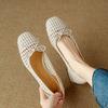 Krazing Pot Cow Skin Weaving Summer Size 41 Low Heels Party Shoes Women Square Toe Gladiator Butterfly-knot Hollow Out Pumps