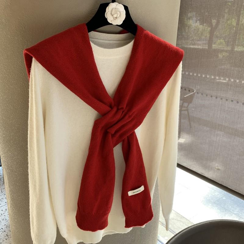 100% Pure Wool Knit Shawl Lightweight Wrap Scarf Women Fall Office Neck Support