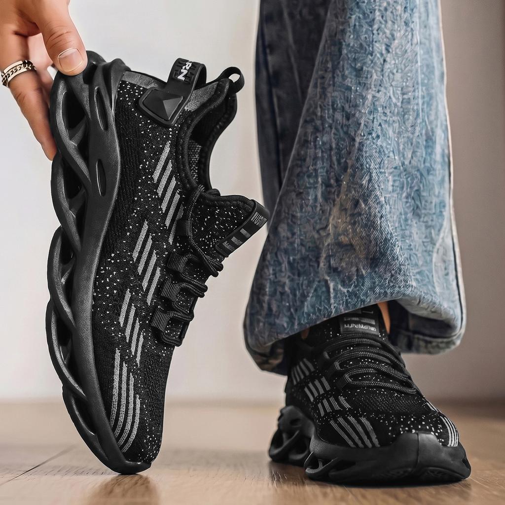 Мужские кроссовки на массивной подошве с сеткой Flyknit, дышащие, легкие, повседневные, для ходьбы, спорта, нескользящая мягкая подошва, размеры 39-44, для ежедневной носки
