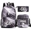 Cristiano Ronaldo Print Teenage School Backpack Set 3pcs Oxford Fabric Unisex Shoulder Bag High Students