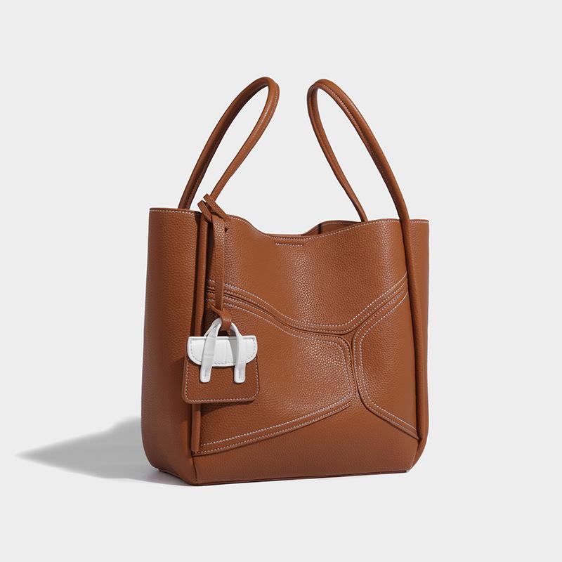 Unique design basket bag for women 2024 new model bucket bag large capacity tote bag soft leather shoulder underarm bag