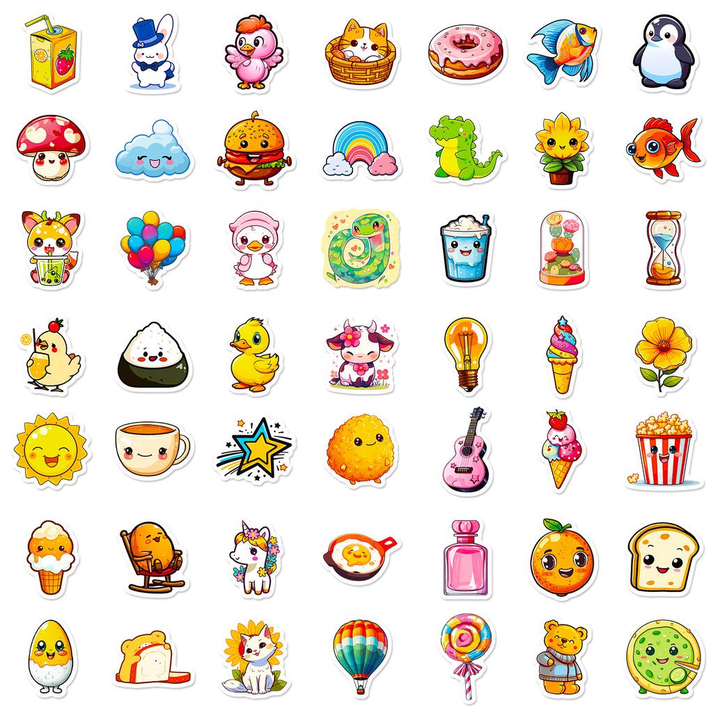 100 Наклеек с мультяшными животными малого размера, наклейки для ручного учета в стиле Ins, наклейки для украшения чемодана