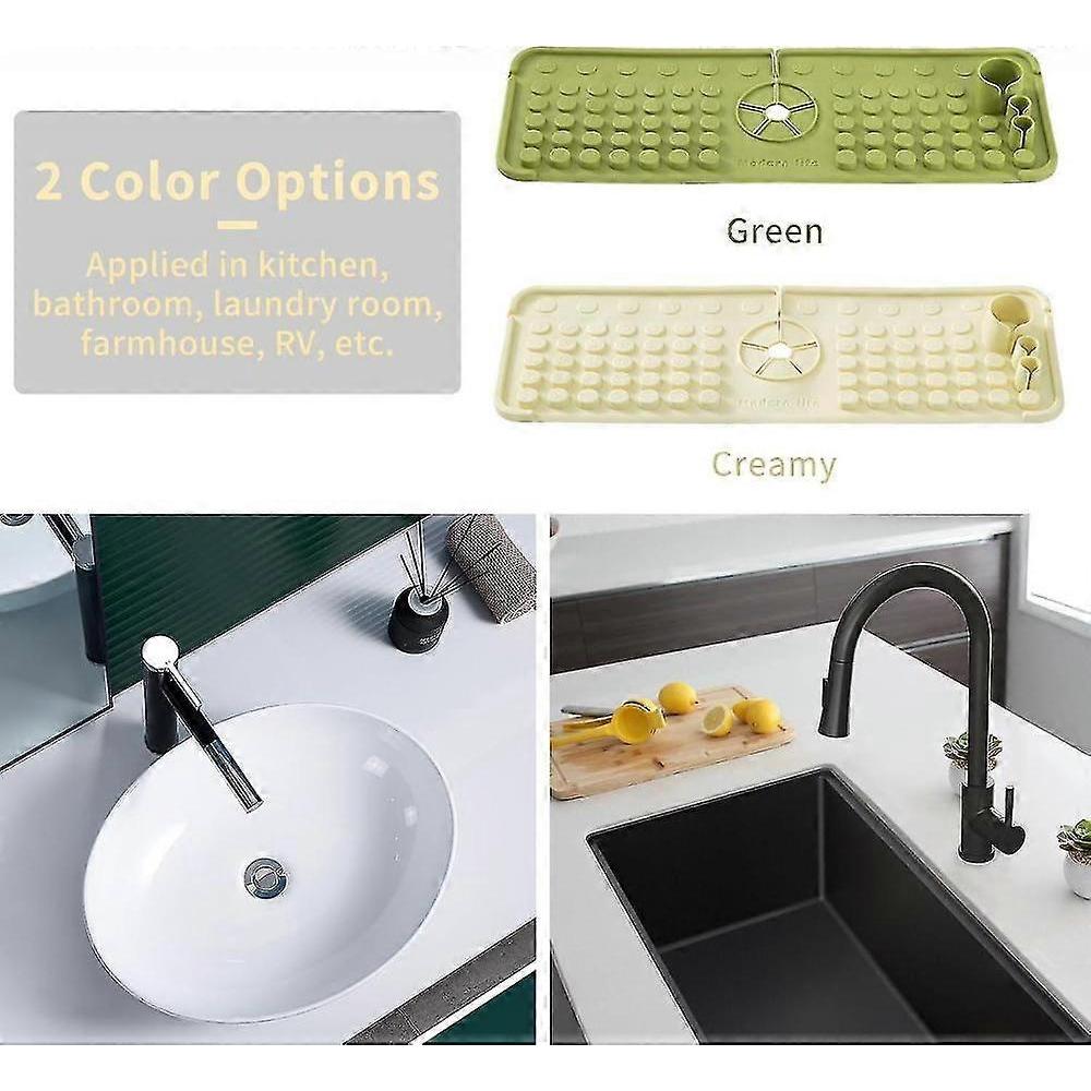 Kitchen Sink Splash Guard With Toothbrush Holders, Silicone Sink Draining Mat Behind Faucet, For Kitchen Bathroom Sink Protectors Accessories 2pcs
