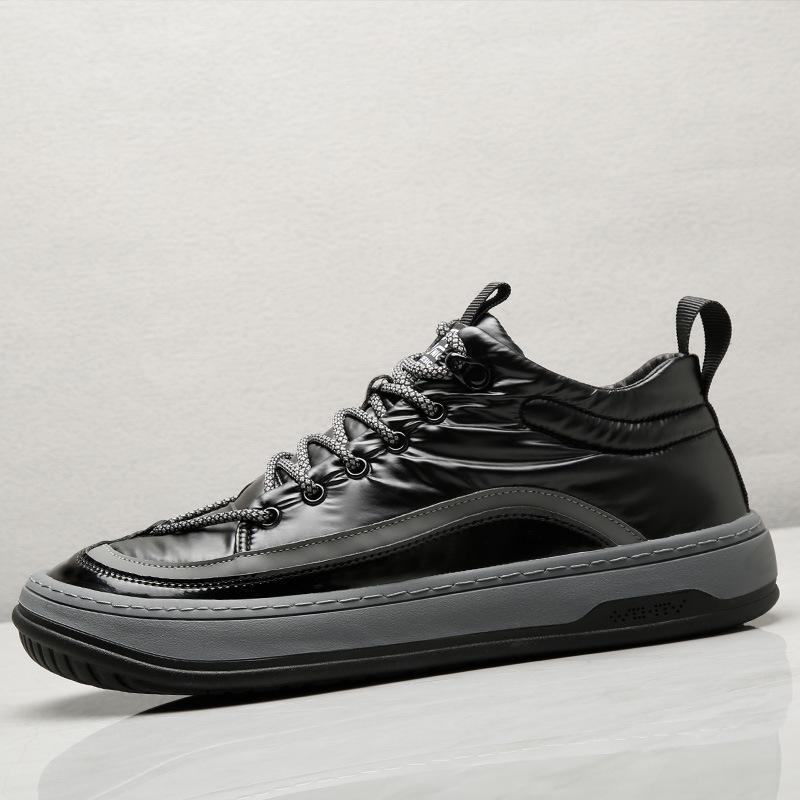 2025 direct supply men's shoes down cloth waterproof high-top shoes men's winter casual versatile board shoes trendy clown shoes