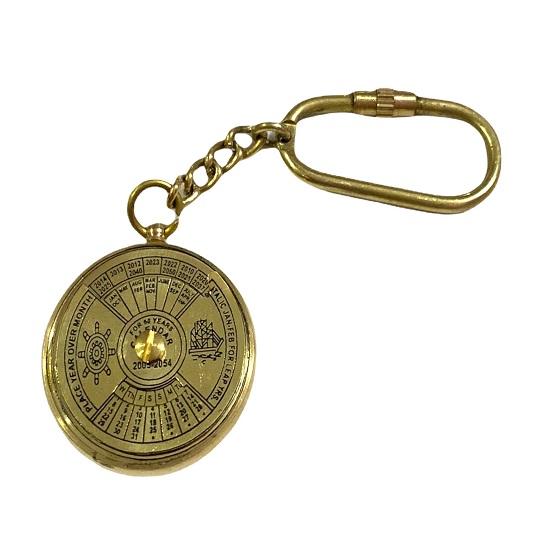 50 штук латунь 50 лет (2000-2050 гг.) Брелок с вечным календарем и мировым таймером, коллекционный латунный брелок для ключей в подарок