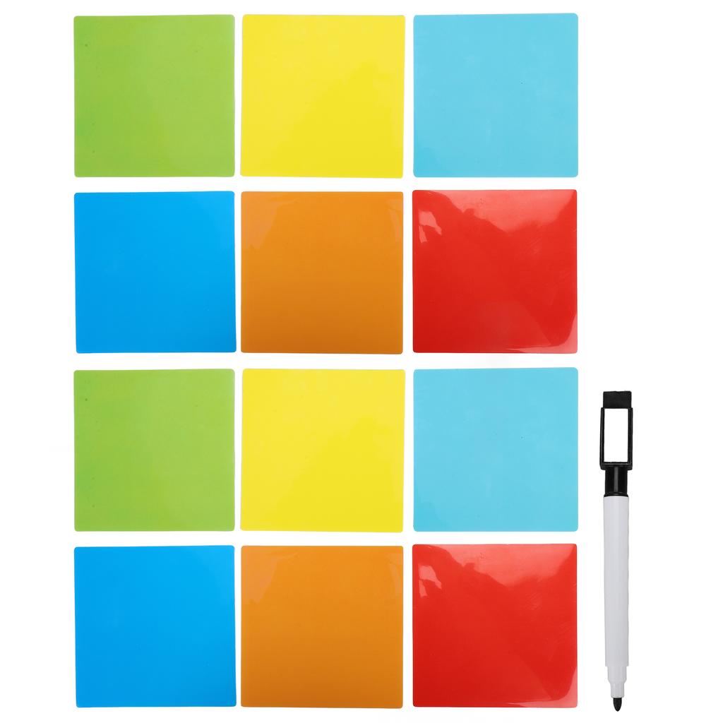 12pcs Dry Erase Sticker Colorful Waterproof Reusable Whiteboard Stick Note with Marker for Wall