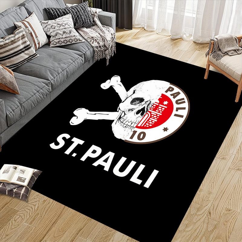 FC St. Pauli Flannel Pattern Square Carpet,Area Rug,Carpet Rug for Living Room Bedroom Sofa Playroom Decor,Non-slip Floor Mat