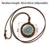 Retro Crystal Pendant Necklace With Mandala Design Brown Wax Rope Elegant Fashion Accessory For All Genders