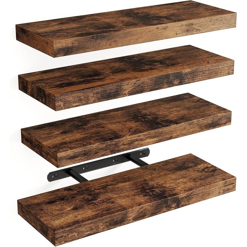 Solid Wood Wall Shelf Kitchen Bathroom Storage Rack Thickened Board Simple Organizer