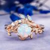 Роскошное кольцо из розового золота на платформе, кольцо-ветка с опаловой инкрустацией