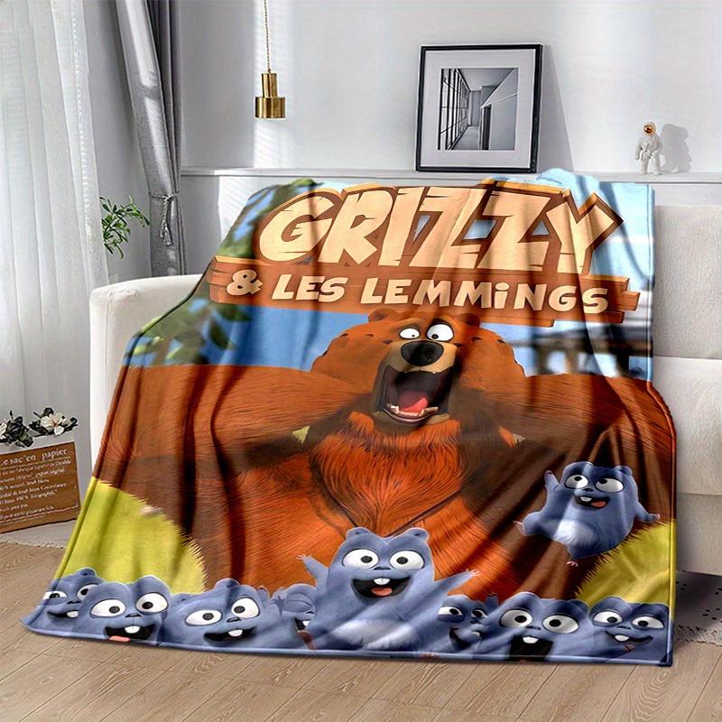 1pc, Grizzy & Les Lemmings Throw Blanket, Soft Coverlet for Bed, Couch, Outdoor Use, Travel, Camping, Car, Beach, Office Nap, Perfect Gift for Friends