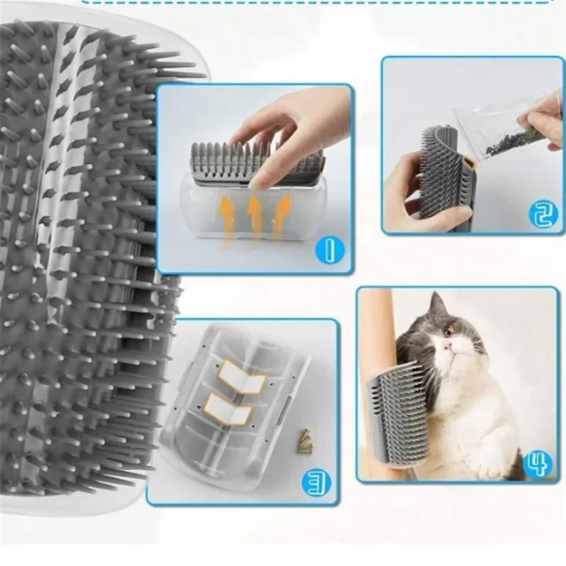 Cat corner brush comb, cat massage grooming, cat arch-shaped plastic self-cleaning scratching board product