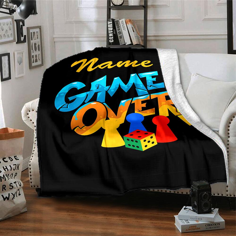Custom Name Game Controller Theme Printed Blanket - Perfect for Couch, Bed, Travel & Outdoor Use | Machine Washable, Cozy & Durable.