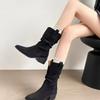 Autumn Good-looking and Thin Fashion Boots Retro Stacking Boots Thick Heel Medium Tube Martin Boots Western Cowboy Boots