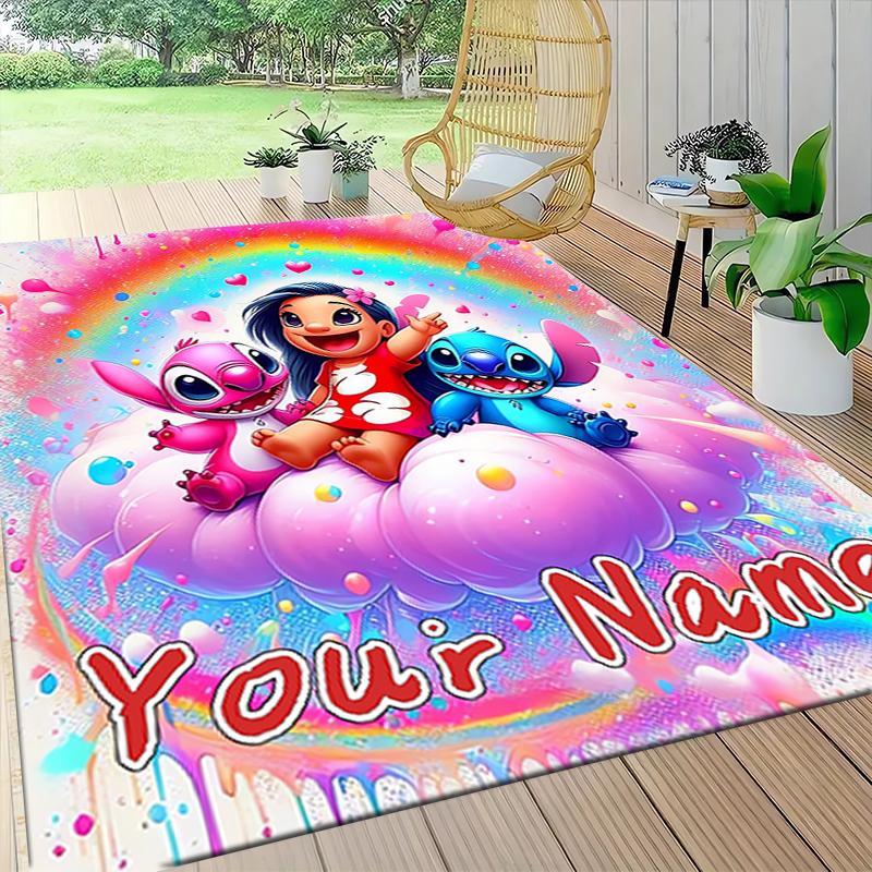 Custom Name "Your Name Stitch Angel" Carpet Rug Customizable Soft Washable Anti-Slip Home Living Room Sofa Mats Personalized Rug. 0909375