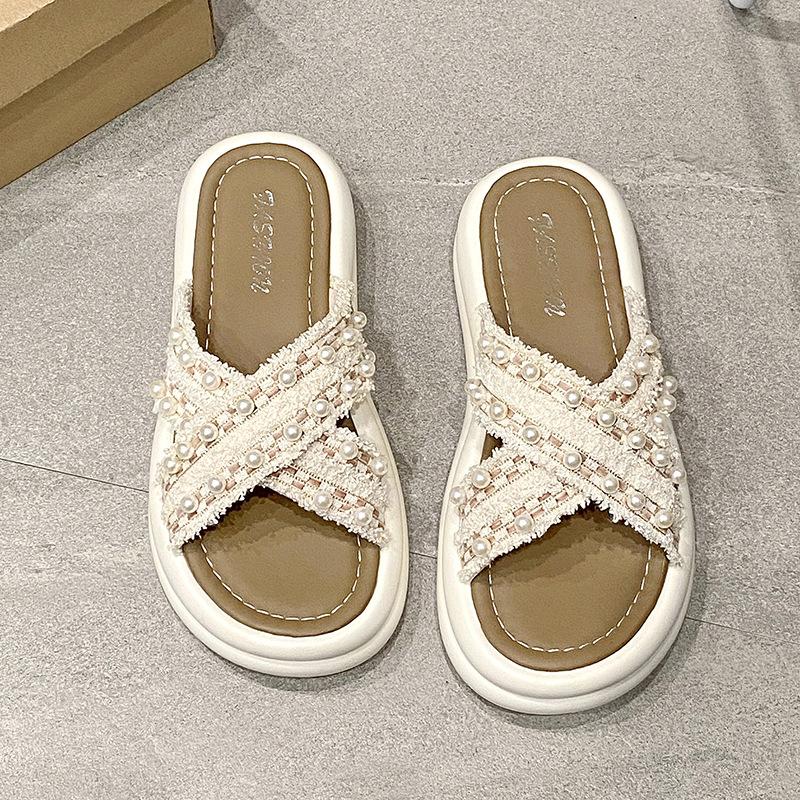 Модные пляжные туфли Домашние тапочки Тапочки на платформе Женские шлепанцы Сабо Натуральная кожа 2025 Женская обувь из натуральной кожи Женские тапочки