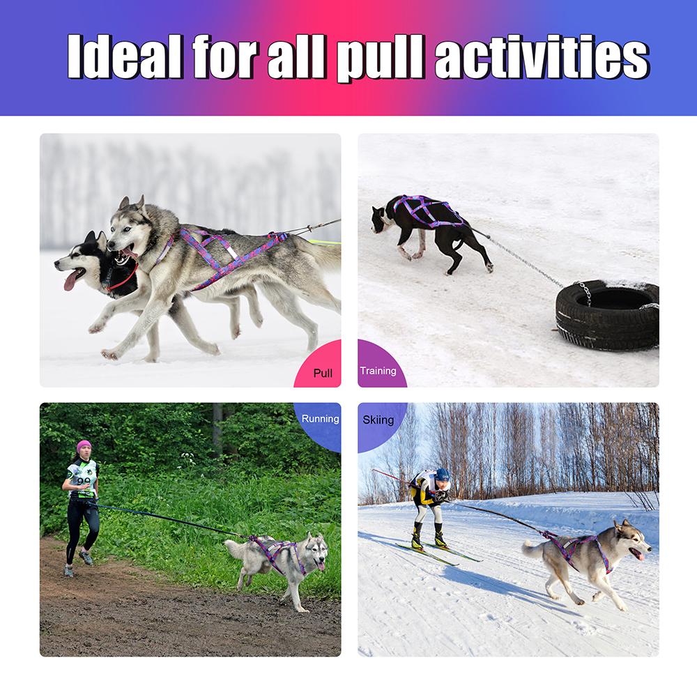 Светоотражающая шлейка для езды на собачьей упряжке, шлейка для буксировки саней для домашних животных, прочная шлейка для средних и крупных собак, скутеринг, скиджоринг