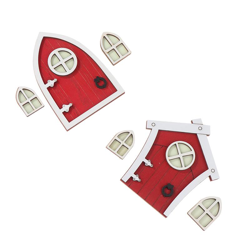 1 комплект кукольного домика, миниатюрная флуоресцентная фея, эльф, дверь, окно, модель дома, декор, игрушка