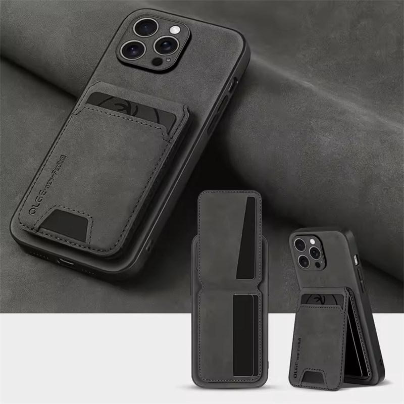 Luxury Leather Card Holder Phone Case for iPhone17 Air 16E 16 15 14 13 11 Pro Max Wallet Card Bag PU Leather Shockproof Back Cover