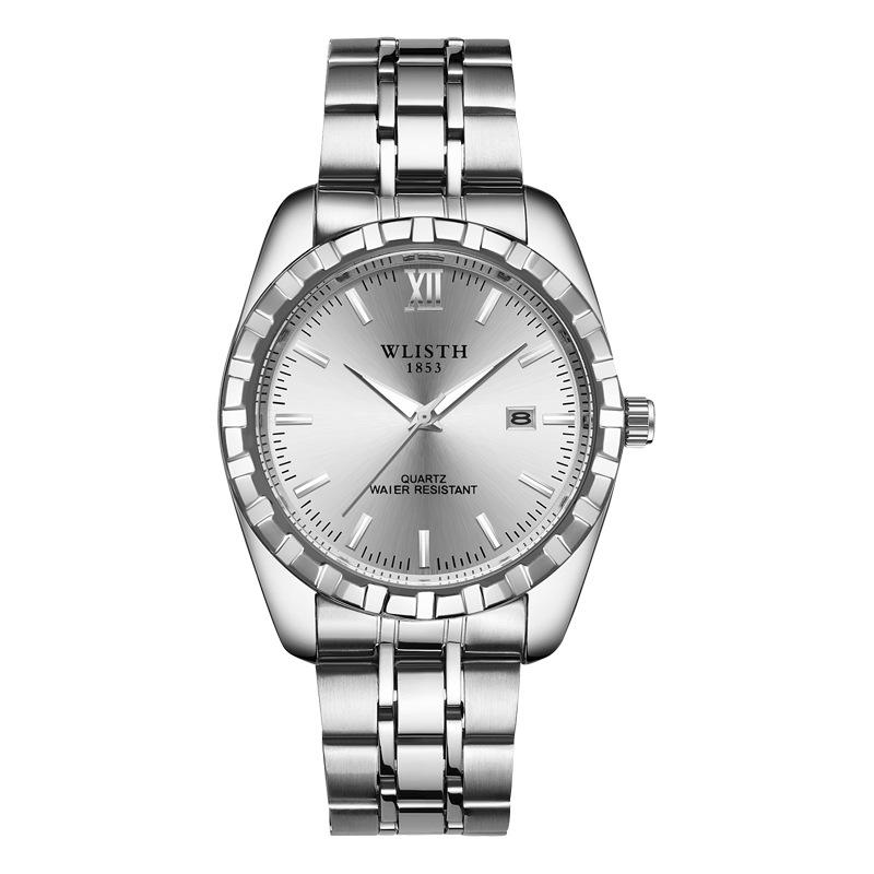 Top Brand Calendar Couple Watch Waterproof Steel Band Student Watch