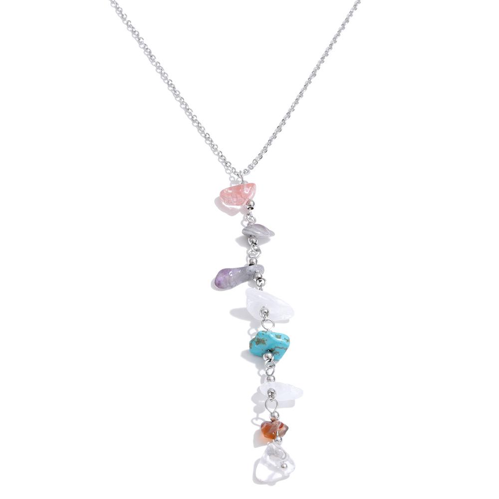 Yhpup Fashion Stainless Steel Colorful Stone Y Chain Necklace Pendant for Women Charm 2026 Summer Handmade Jewelry Wholesale