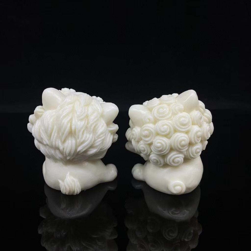 Ivory Nut Carving: Lion Tea Pet for Wealth & Fortune - Unique Home & Office Desktop Ornament