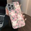 Розовый цветочный чехол для телефона из перьевой пряжи с защитной пленкой для объектива для Apple 17 Pro Max, 16, 17 Air, 14, 13.