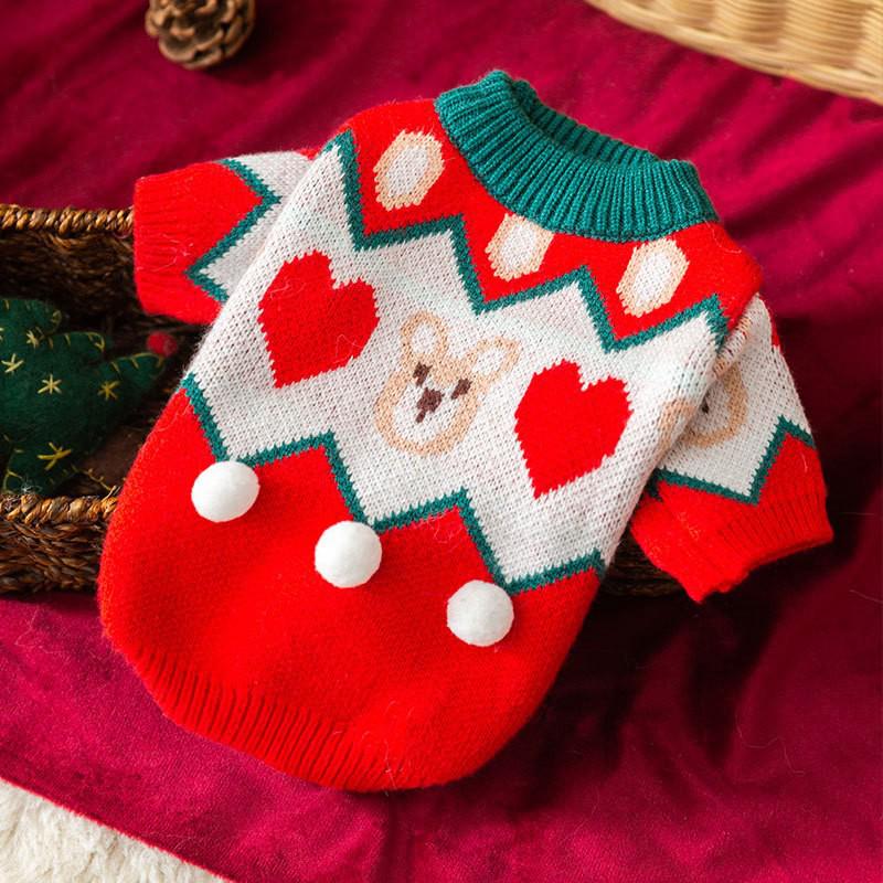 Striped Thickened Front-Opening Sweater for Small and Medium-Sized Dogs